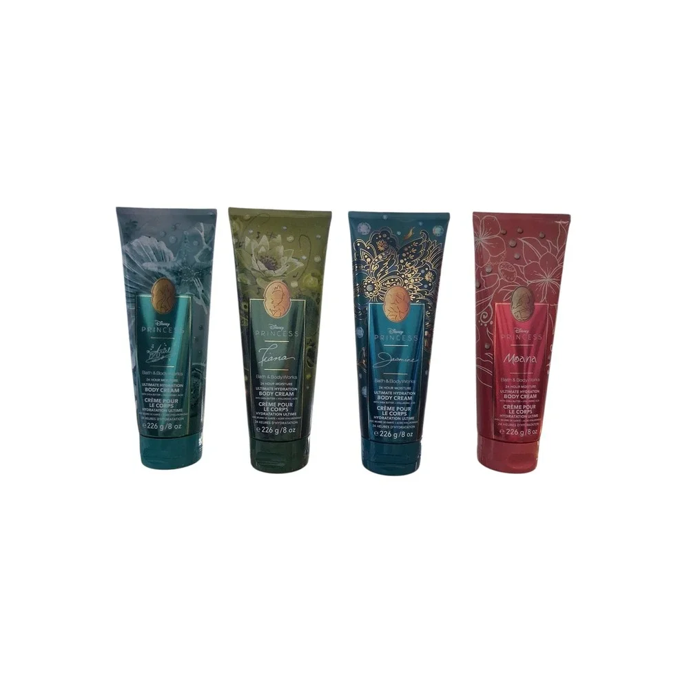 4pcs Bath & Body Works Disney Princess Tiana Jasmine Ariel Moana‎ Body Cream Set
